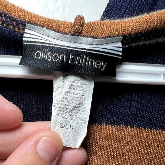 Allison Brittney stripe open front hooded long line cardigan womens small - Picture 3 of 6